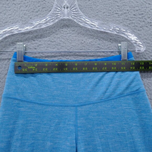Prana Womens Cropped Athletic Legging‎ Small Blue Hem Cutout Workout Yoga - Picture 9 of 15